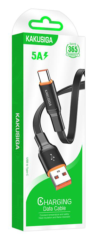 KAKUSIGA καλώδιο USB-C σε USB KSC-999, 5A, 480Mbps, flat, 1m, μαύρο - Image 3