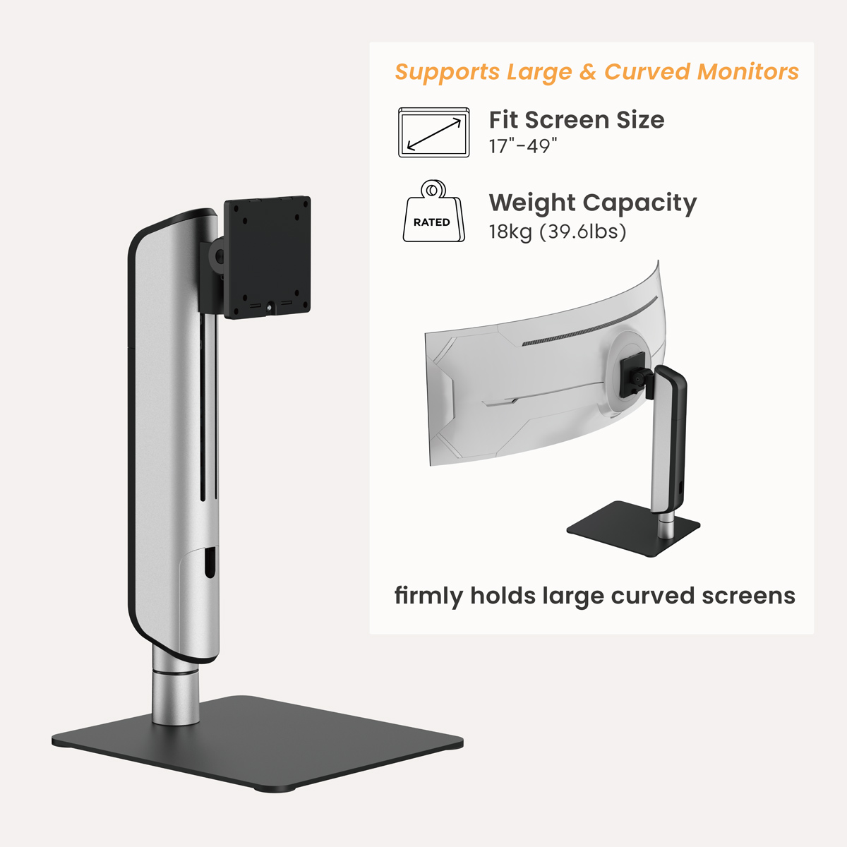 BRATECK βάση γραφείου οθόνης LDT70-T01, 17-49", έως 18kg, heavy duty - Image 4