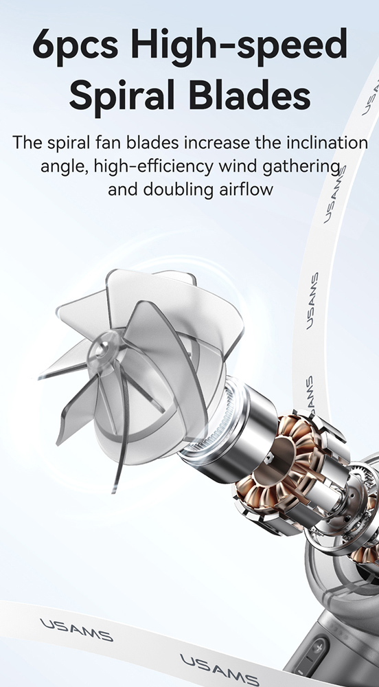 USAMS φορητός ανεμιστήρας LU01 με 5 ταχύτητες, 2000mAh, ροζ - Image 6