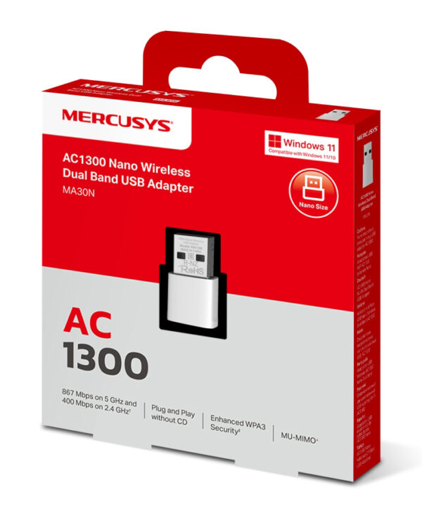 MERCUSYS ασύρματος USB αντάπτορας δικτύου MA30N, AC1300, Ver 1.0 - Image 8