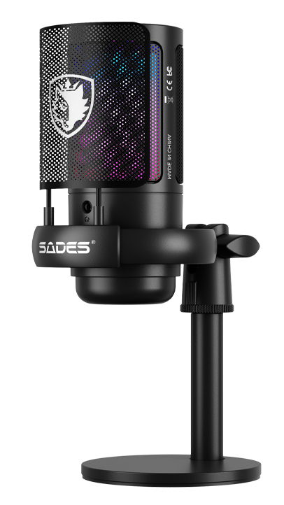 SADES gaming μικρόφωνο TYTO με βάση γραφείου & επιτραπέζια, pop φίλτρο, καρδιοειδές, USB, μαύρο - Image 2