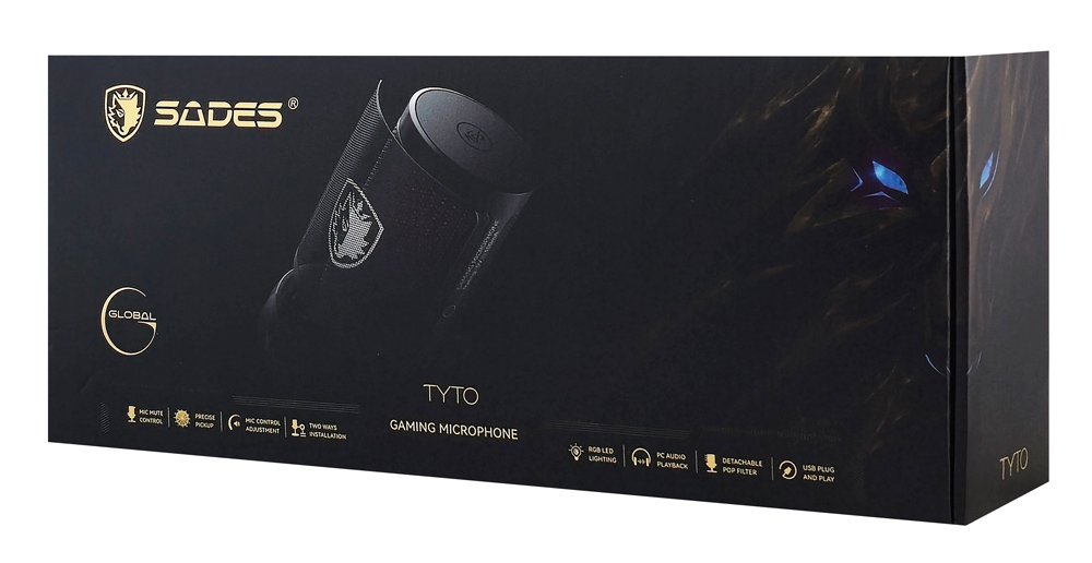 SADES gaming μικρόφωνο TYTO με βάση γραφείου & επιτραπέζια, pop φίλτρο, καρδιοειδές, USB, μαύρο - Image 6