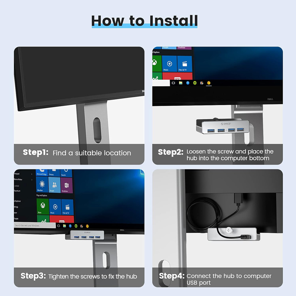 ORICO USB hub MH4PU-P με σφιγκτήρα, 4x θυρών, 5Gbps, USB σύνδεση, μαύρο - Image 5