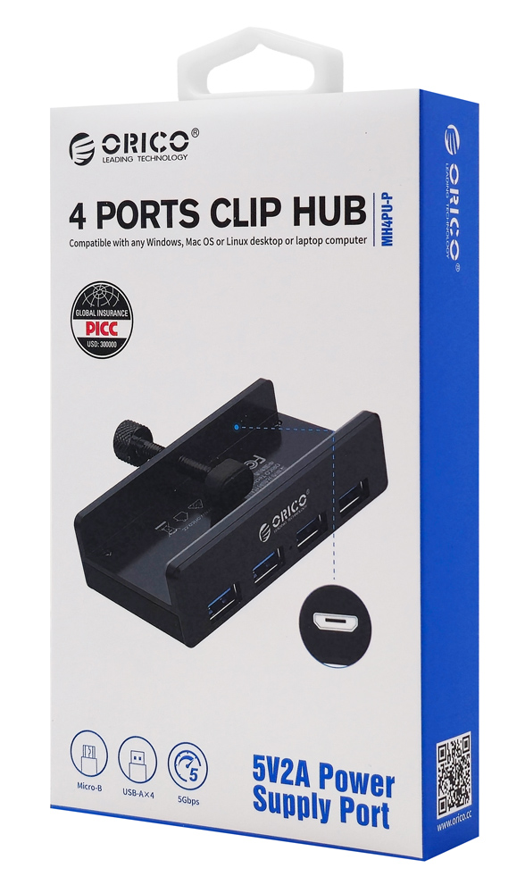 ORICO USB hub MH4PU-P με σφιγκτήρα, 4x θυρών, 5Gbps, USB σύνδεση, ασημί - Image 6