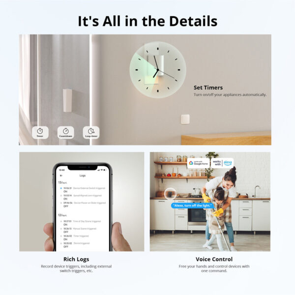 SONOFF smart διακόπτης MINIR4M, 2 κανάλια, Wi-Fi, 10A, λευκός - Image 9