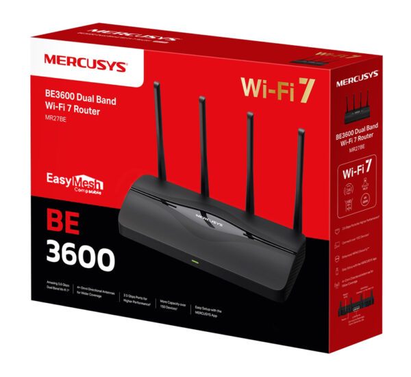MERCUSYS router MR27BE, WiFi 7, 3.6Gbps BE3600, EasyMesh, Ver 1.20 - Image 3