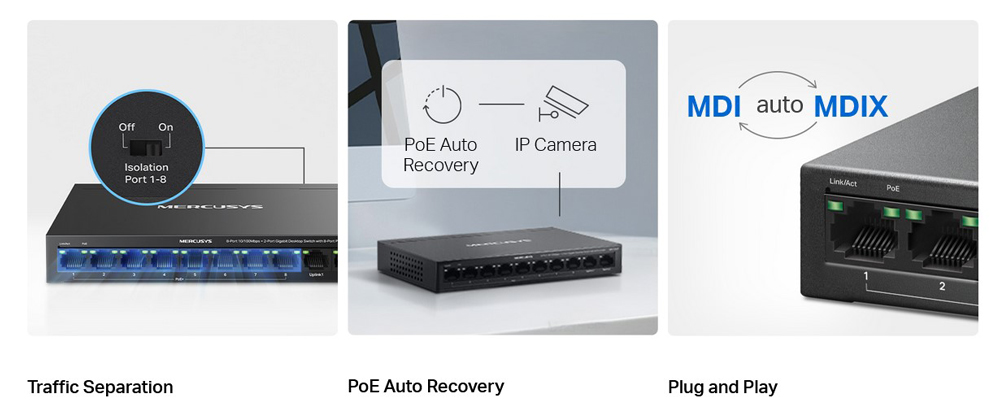MERCUSYS Desktop Switch MS110CMP, 8x 10/100Mbps PoE+, 2x Gigabit, Ver. 1.0 - Image 5
