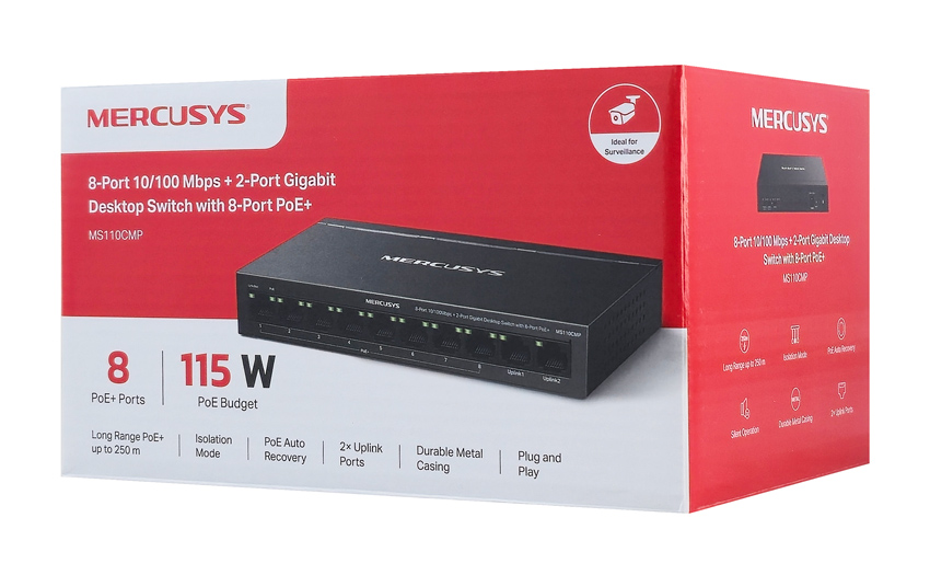 MERCUSYS Desktop Switch MS110CMP, 8x 10/100Mbps PoE+, 2x Gigabit, Ver. 1.0 - Image 6