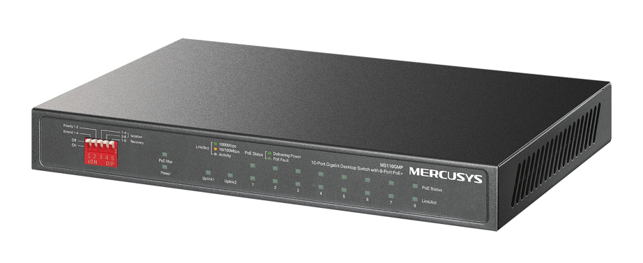 MERCUSYS Desktop Switch MS110GMP, 8x 10/100/1000Mbps PoE+, 2x Gigabit, Ver. 1.0