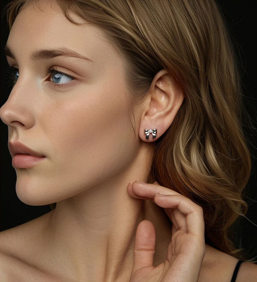 BAMOER σκουλαρίκια καρφωτά MSE085 με μοϊσσανίτη, ασήμι 925, ασήμι - Image 2