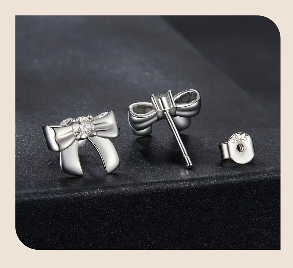 BAMOER σκουλαρίκια καρφωτά MSE085 με μοϊσσανίτη, ασήμι 925, ασήμι - Image 3