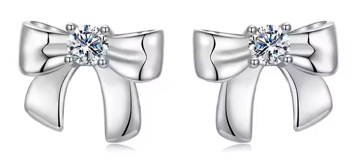 BAMOER σκουλαρίκια καρφωτά MSE085 με μοϊσσανίτη, ασήμι 925, ασήμι