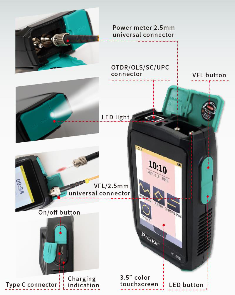 PROSKIT mini OTDR tester καλωδίων οπτικής ίνας MT-7620 με οθόνη αφής - Image 5