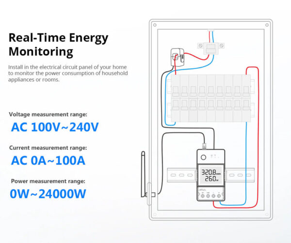SONOFF smart μετρητής κατανάλωσης ρεύματος POWCT, WiFi, 100A - Image 5