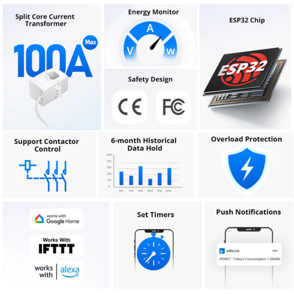 SONOFF smart μετρητής κατανάλωσης ρεύματος POWCT, WiFi, 100A - Image 10