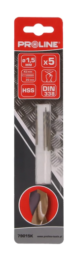 PROLINE σετ τρυπάνια για σίδηρο HSS 79015K, 1.5mm, DIN 338, 5τμχ - Image 2