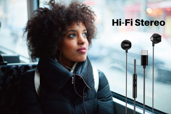 POWERTECH earphones με μικρόφωνο Prime, USB-C σύνδεση, 1.2m, μαύρα - Image 2