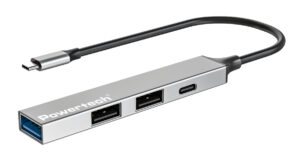 POWERTECH USB hub PT-1412, 4x θυρών, USB 3.2, 5Gbps, USB-C σύνδεση, γκρι