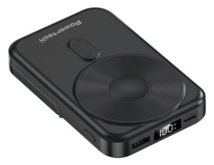 POWERTECH power bank με οθόνη PT-1416, 10000mah, magnetic wireless, 22.5W, μαύρο