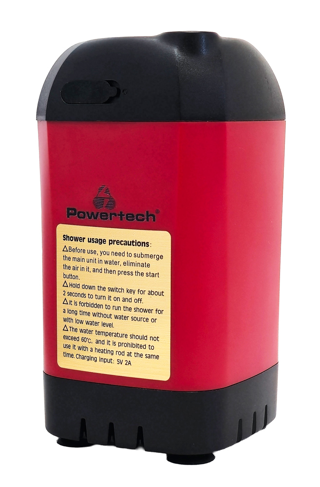 POWERTECH φορητή αντλία/ντουζιέρα για camping PT-1429, επαναφορτιζόμενη, κόκκινη - Image 5
