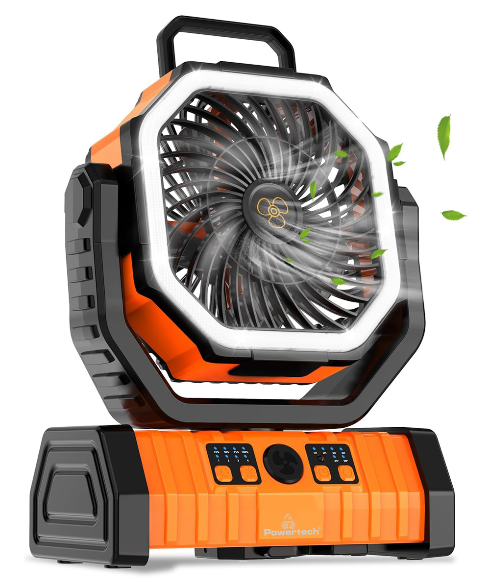 POWERTECH φορητός ανεμιστήρας PT-1430 με χειριστήριο, 20000mAh, πορτοκαλί