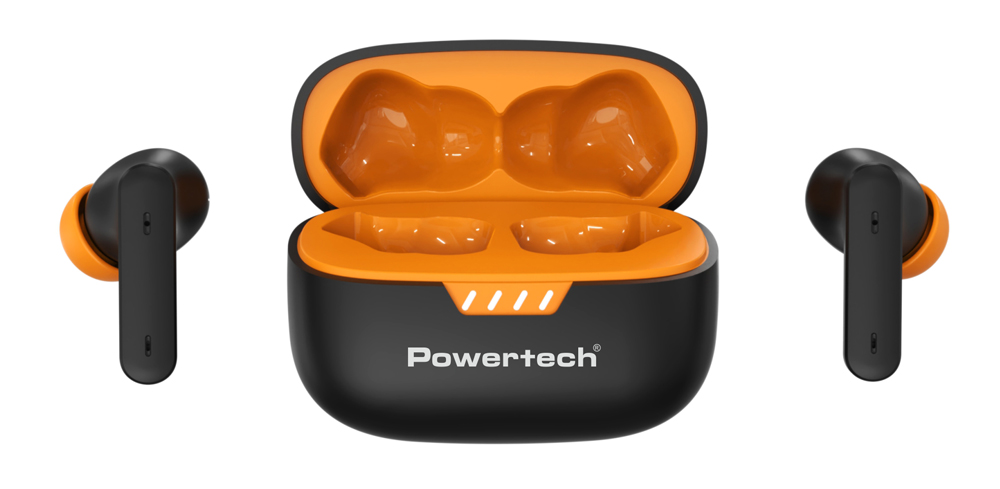 POWERTECH earphones με θήκη φόρτισης PT-1431, True Wireless, 40/400mAh, ANC & ENC, μαύρα - Image 2