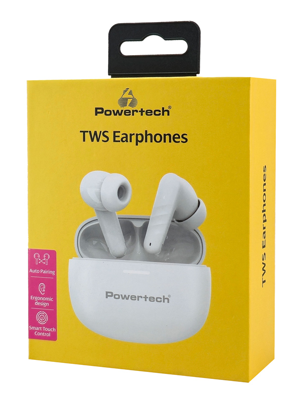 POWERTECH earphones με θήκη φόρτισης PT-1432, True Wireless, 35/300mAh, λευκά - Image 4
