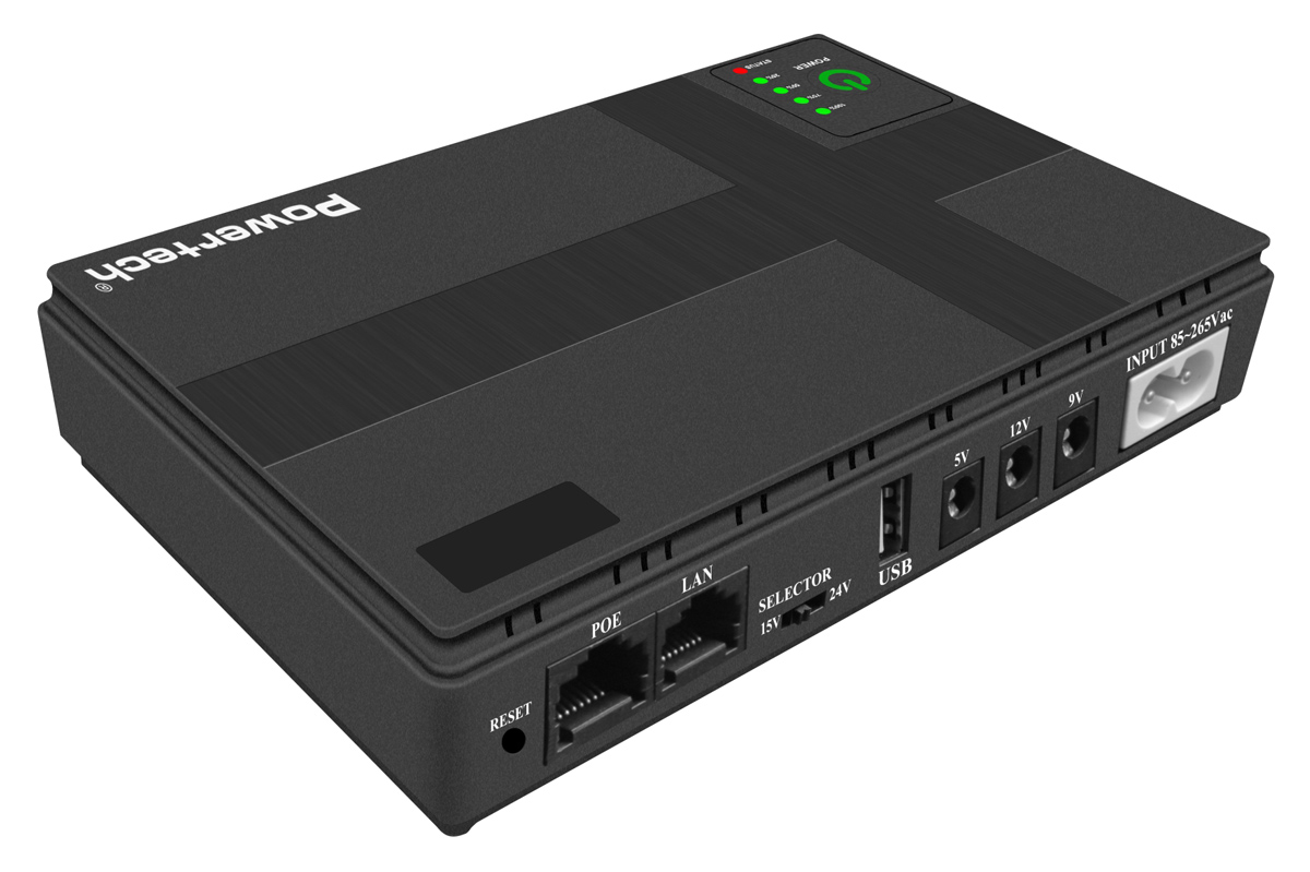 POWERTECH mini DC UPS PT-1434, 18W, 10400mAh, 3x DC, USB/LAN/POE, μαύρο - Image 3
