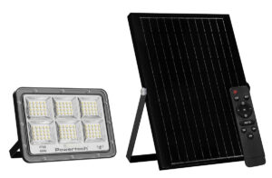 POWERTECH LED ηλιακός προβολέας PT-1456 με τηλεχειριστήριο, αισθητήρας κίνησης, 60W, 4000K, 750lm, IP66