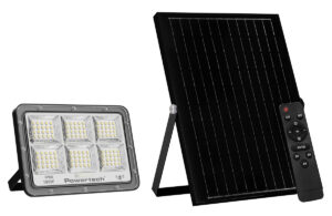 POWERTECH LED ηλιακός προβολέας PT-1458 με τηλεχειριστήριο, αισθητήρας κίνησης, 180W, 4000K, 2000lm, IP66