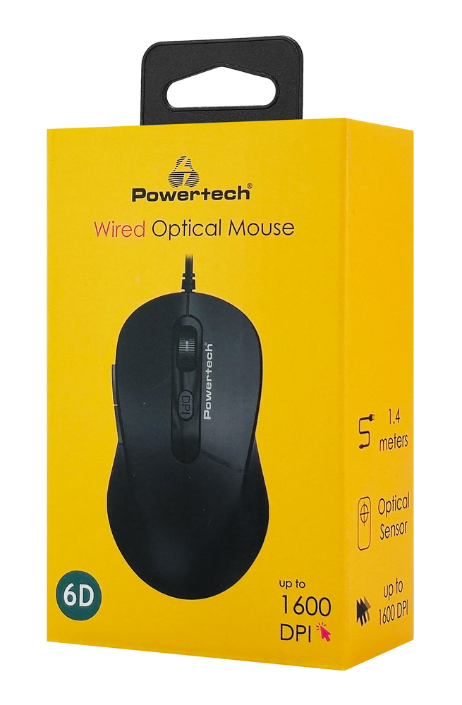 POWERTECH ενσύρματο ποντίκι PT-1467, οπτικό, έως 1600DPI, μαύρο - Image 5
