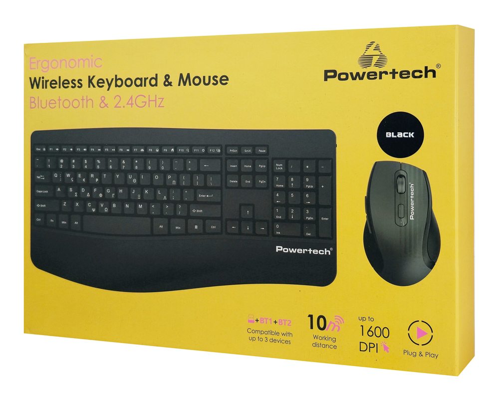 POWERTECH set ποντίκι & πληκτρολόγιο PT-1490, 2.4GHz & Bluetooth, μαύρο - Image 7