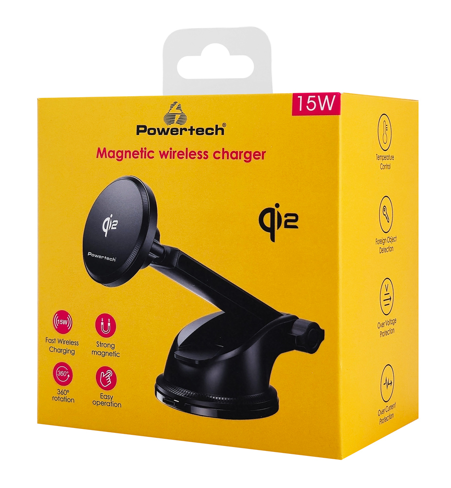 POWERTECH ασύρματος φορτιστής & βάση smartphone αυτοκινήτου PT-1492, Qi2, 15W, μαύρος - Image 5