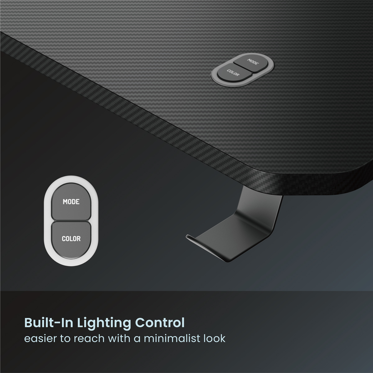 POWERTECH gaming γραφείο PT-1498 με RGB φωτισμό, 120x60x75cm, μαύρο - Image 5