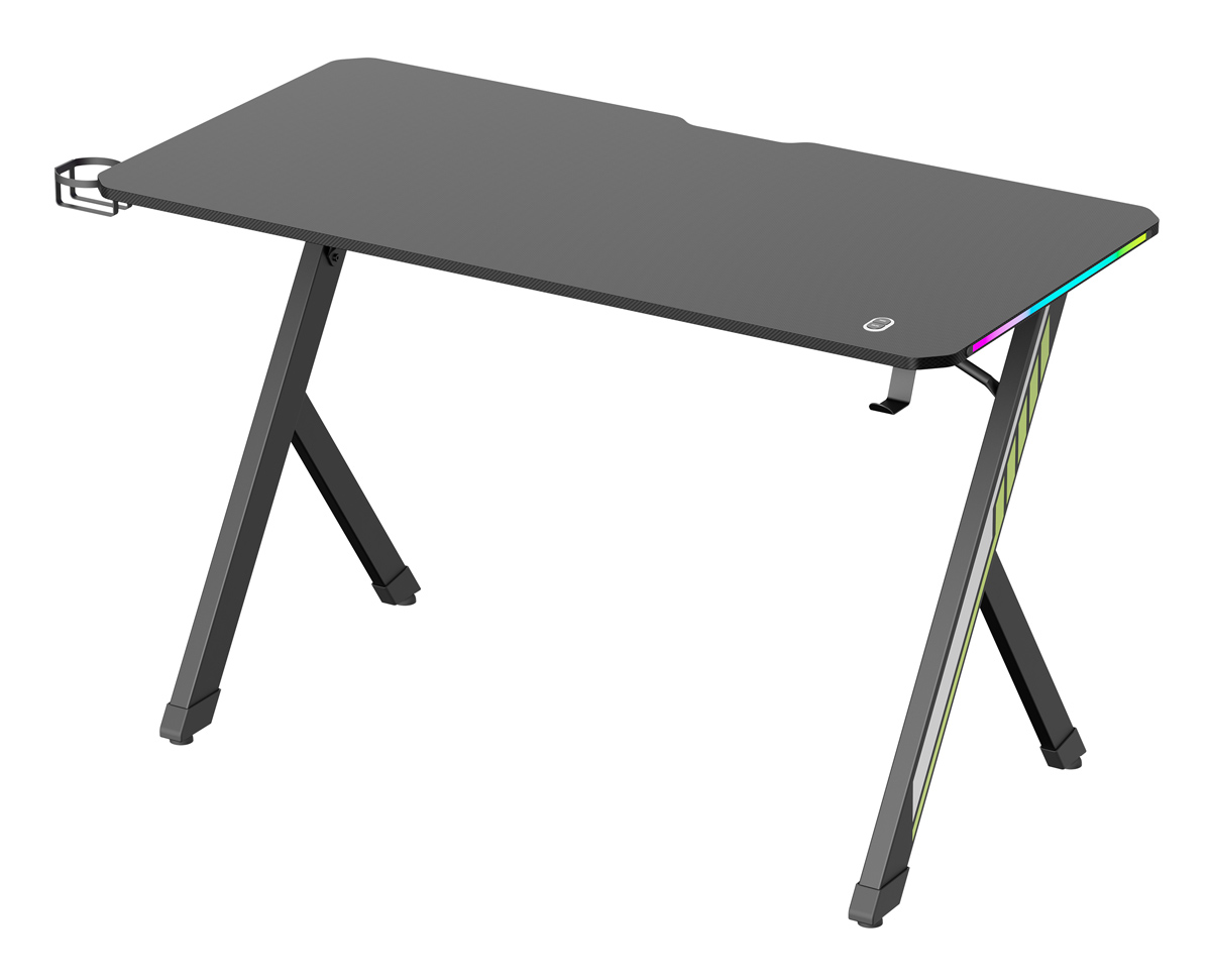 POWERTECH gaming γραφείο PT-1498 με RGB φωτισμό, 120x60x75cm, μαύρο