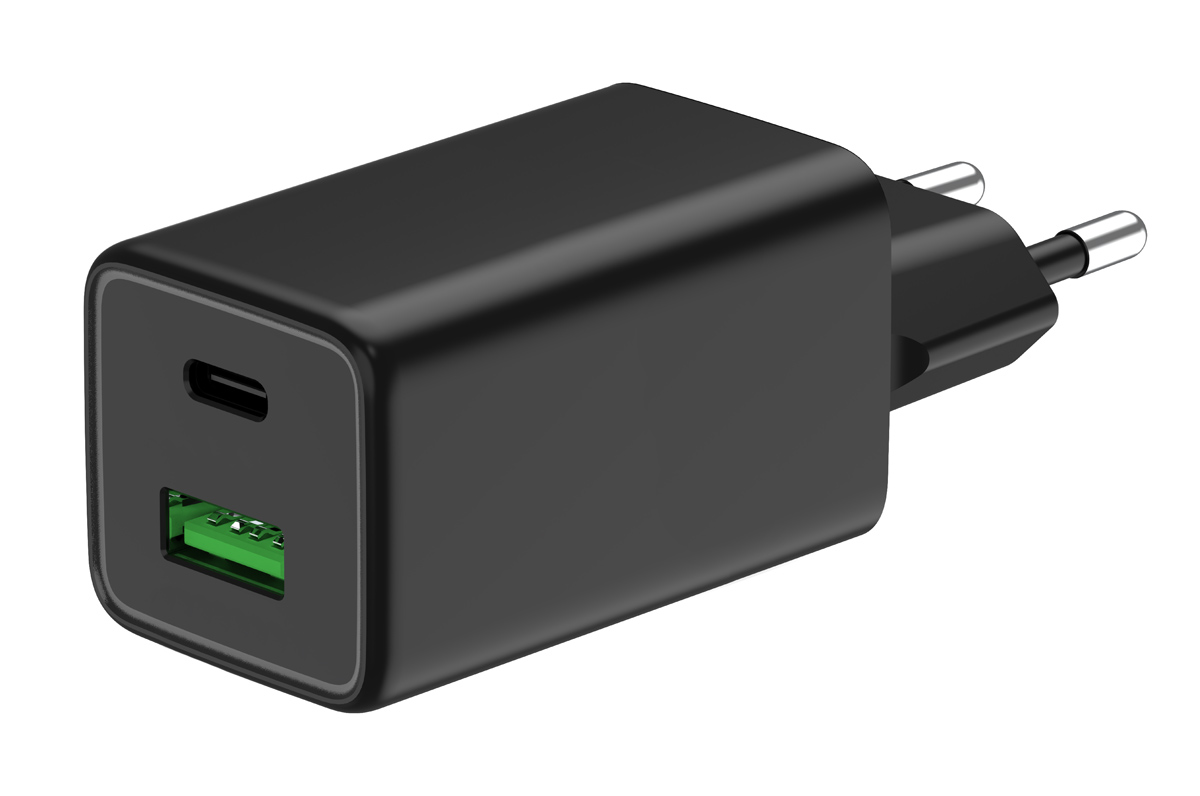 POWERTECH φορτιστής τοίχου PT-1501, USB/USB-C, 65W, GaN, μαύρος - Image 2