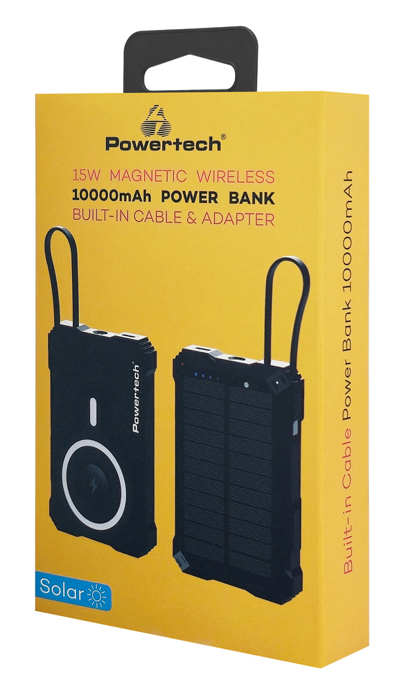 POWERTECH ηλιακό power bank PT-1505 με καλώδιο, 10000mah, magnetic wireless, 35W, μαύρο - Image 4