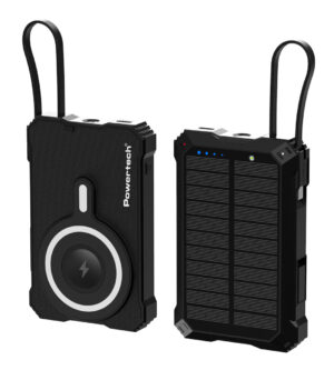 POWERTECH ηλιακό power bank PT-1505 με καλώδιο, 10000mah, magnetic wireless, 35W, μαύρο
