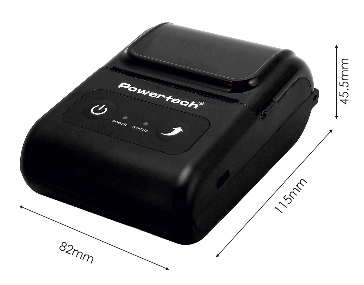 POWERTECH φορητός θερμικός εκτυπωτής αποδείξεων PT-1508, USB-C/Bluetooth, μαύρος - Image 5