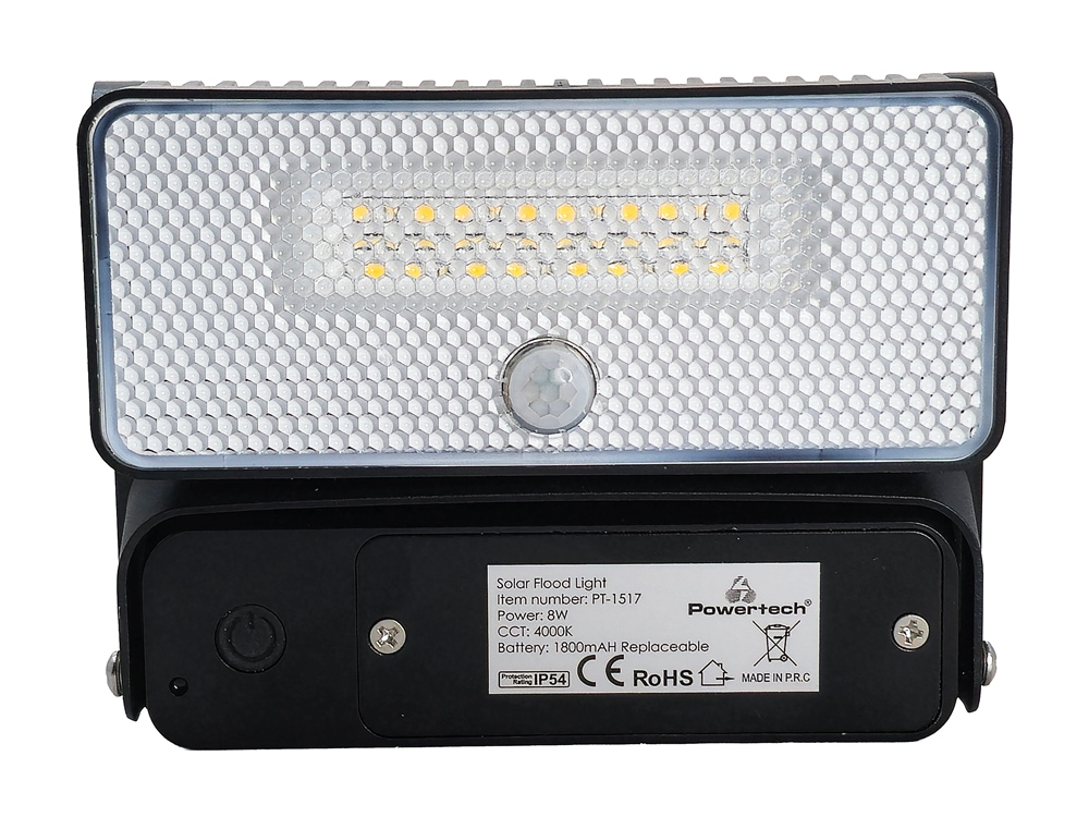 POWERTECH LED ηλιακό φωτιστικό PT-1517 με αισθητήρα κίνησης, 8W, 1800mAh, μαύρο - Image 3