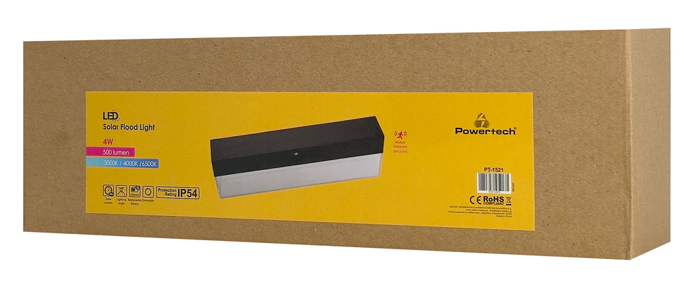 POWERTECH LED ηλιακό φωτιστικό PT-1521 με αισθητήρα κίνησης, 4W, 2000mAh, μαύρο - Image 3