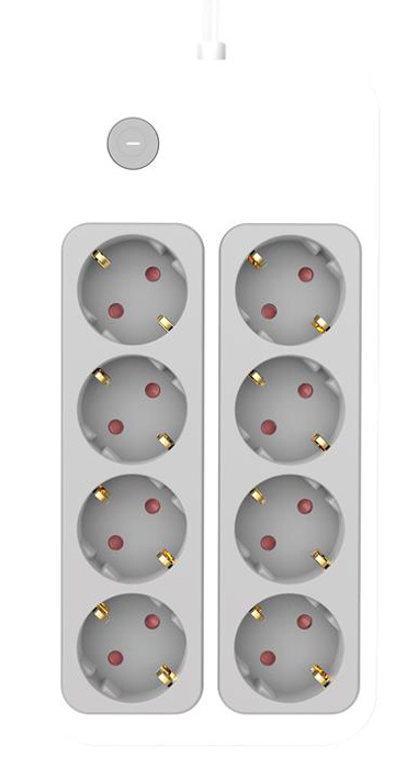 POWERTECH πολύπριζο ασφαλείας PT-1534, 8 θέσεων, 16A, 1.5m, λευκό - Image 3