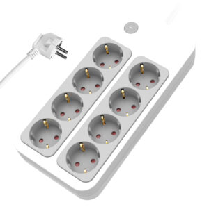 POWERTECH πολύπριζο ασφαλείας PT-1534, 8 θέσεων, 16A, 1.5m, λευκό