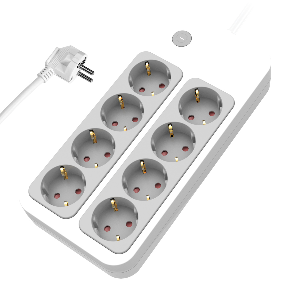 POWERTECH πολύπριζο ασφαλείας PT-1534, 8 θέσεων, 16A, 1.5m, λευκό