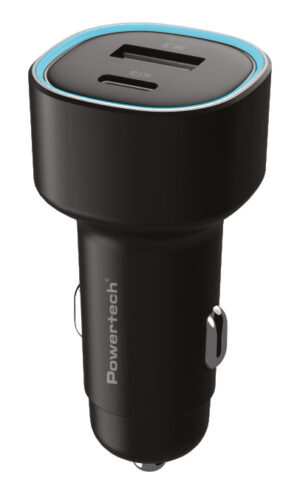 POWERTECH φορτιστής αυτοκινήτου PT-1539, USB & USB-C, 85W, μαύρος