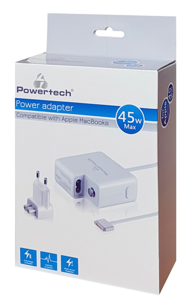 POWERTECH τροφοδοτικό laptop PT-836 για Apple Macbooks, 45W, λευκό - Image 2
