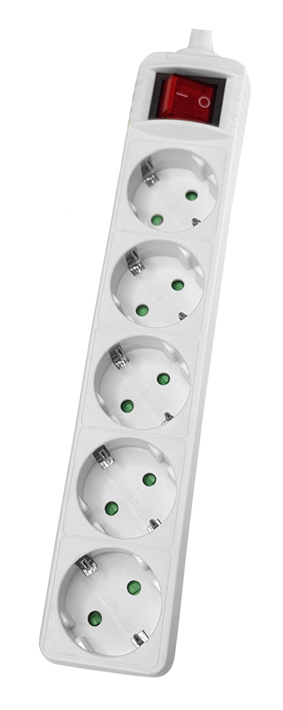 POWERTECH πολύπριζο PT-886, 5x schuko, 16A, χωρίς καλώδιο, λευκό