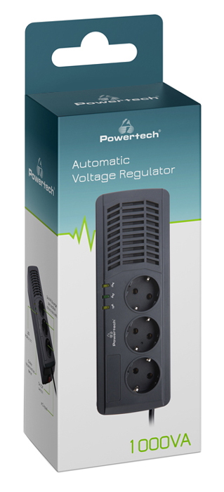POWERTECH σταθεροποιητής ρεύματος PT-AVR1000I, 1000VA/500W, 3x schuko - Image 3