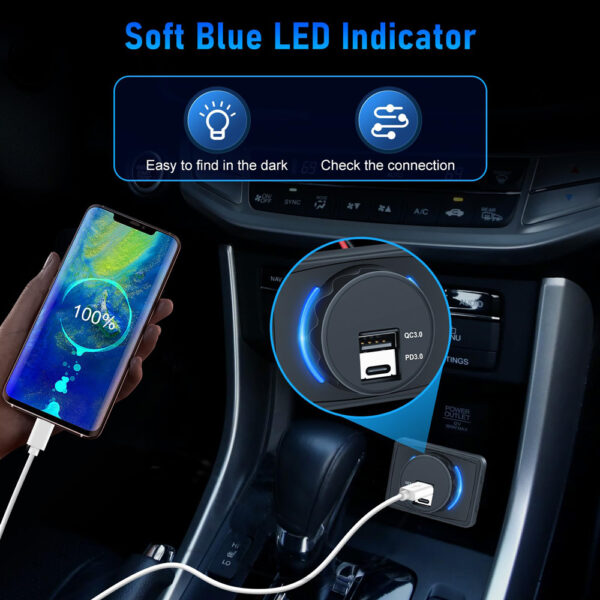 POWERTECH πρίζα USB για σκάφη & οχήματα PTL-027, USB & USB-C - Image 2