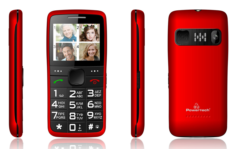POWERTECH Κινητό Τηλέφωνο Sentry Eco PTM-25, SOS Call, με φακό, κόκκινο - Image 2